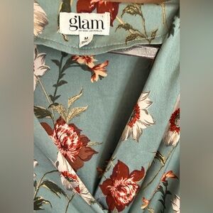 💖 Glam Teal Floral Long Sleeve Dress NWOT